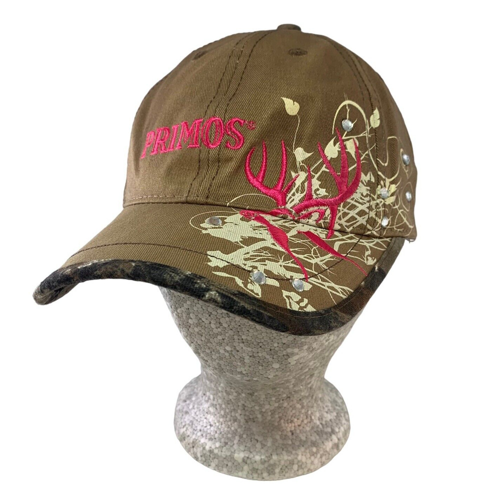 Primos Womens Ball Cap Paramount Outdoors Brown/Pink Embroidered Adjustable Hat